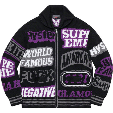 [해외] 슈프림 히스테릭 글래머 로고스 집 업 스웨터 Supreme Hysteric Glamour Logos Zip Up Sweater 21SS