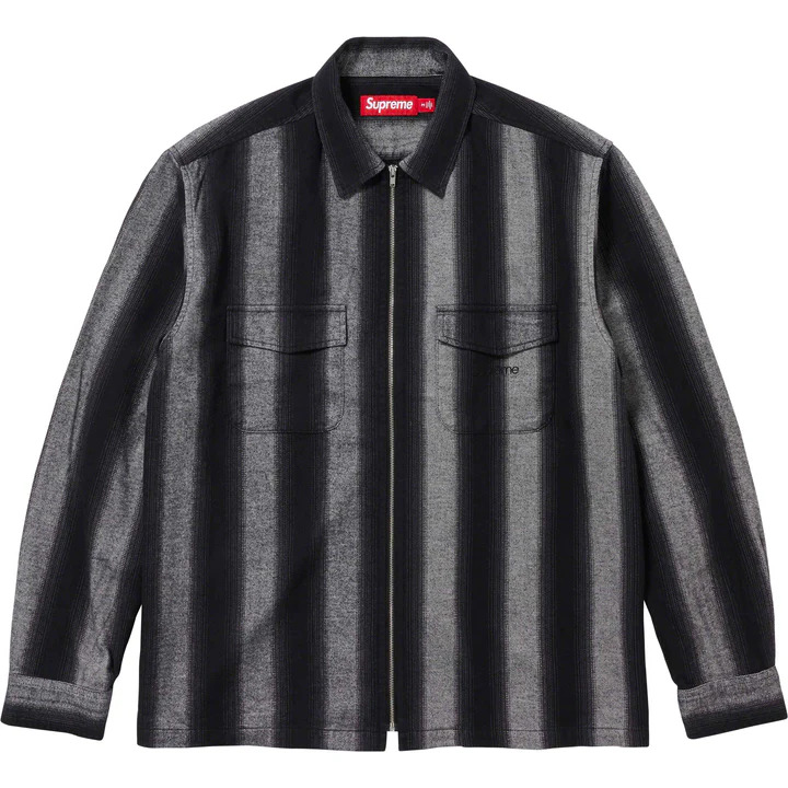 [해외] 슈프림 스트라이프 플란넬 집업 셔츠 Supreme Stripe Flannel Zip Up Shirt 23FW
